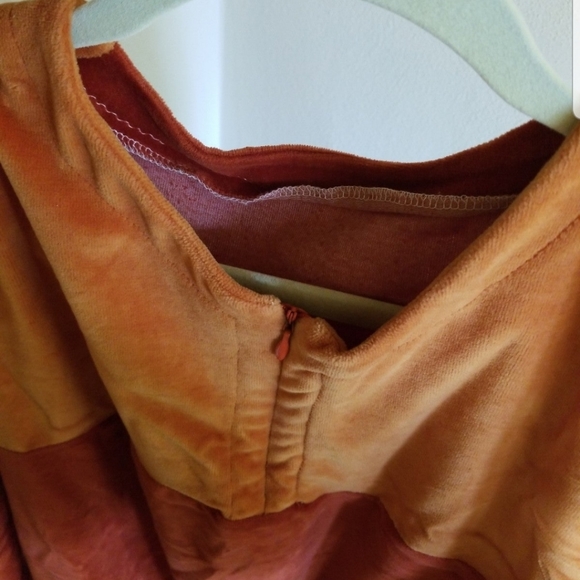 Vintage Handmade Velour Quarter Zip Top Burnt Orange M - Picture 3 of 8